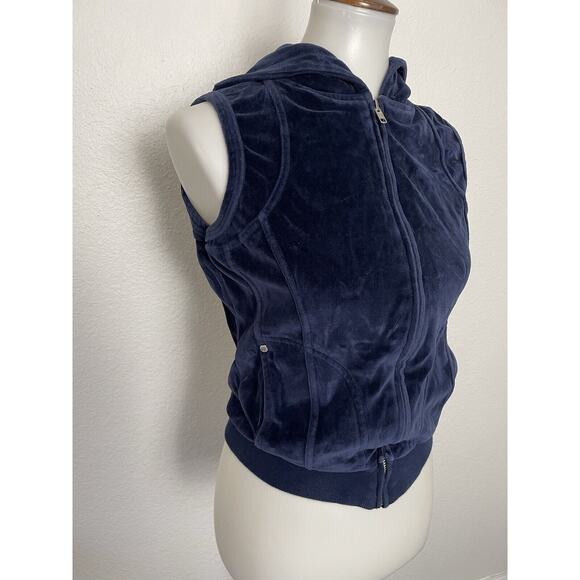 Jill Stuart Jeans Hoodie Velour Zip Front Sleeveless Stretch Knit - Picture 4 of 7